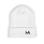 Embroidered Logo Cuffed Beanie // White