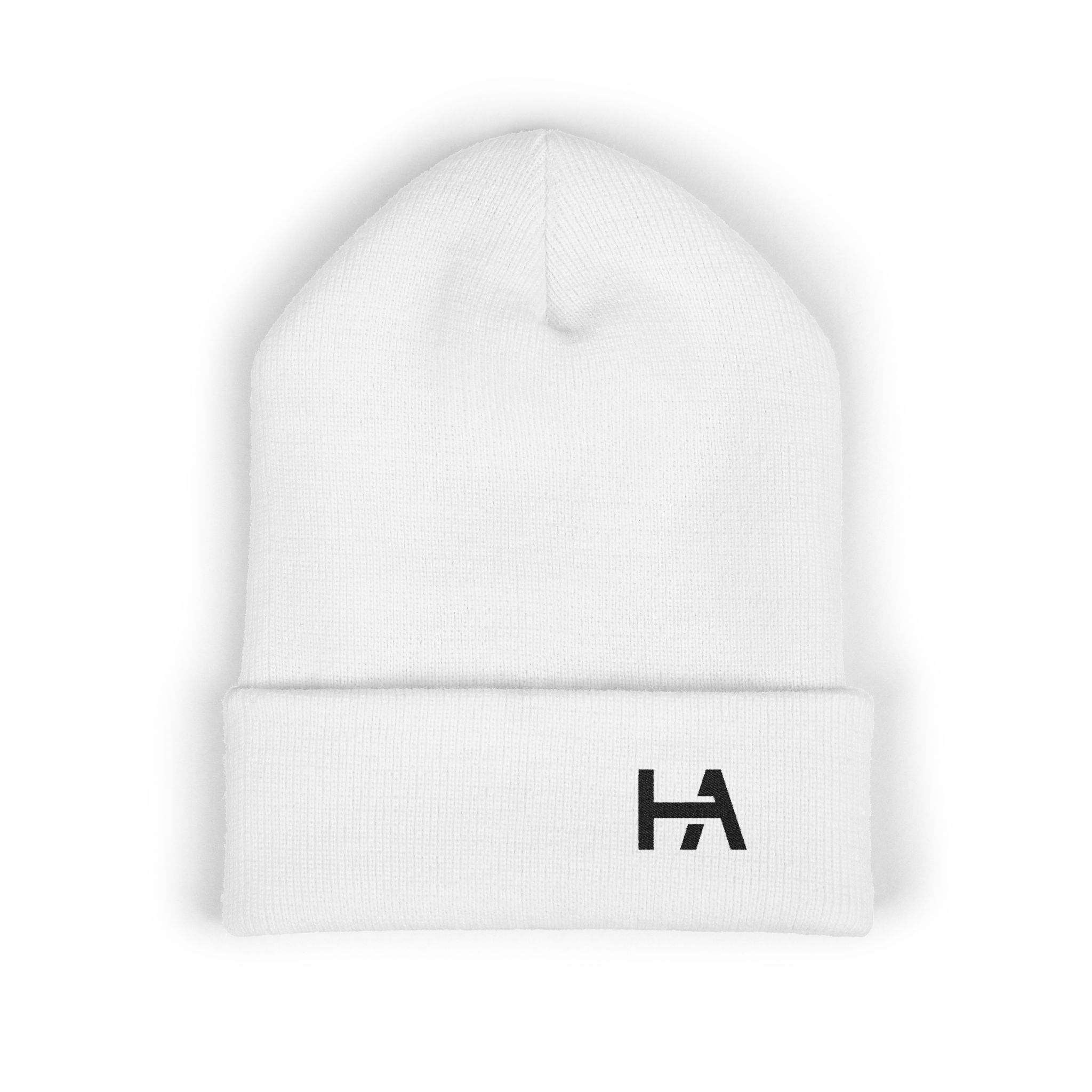 Embroidered Logo Cuffed Beanie // White