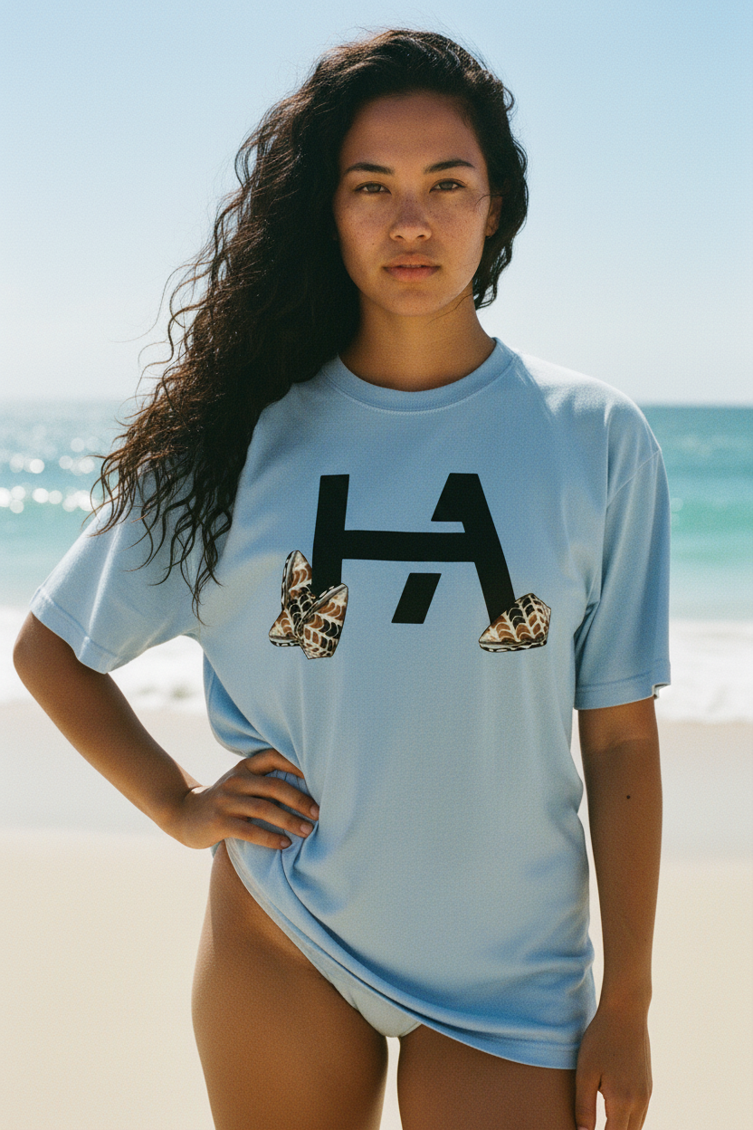 Blue Tee Real Skin - Woman Editorial