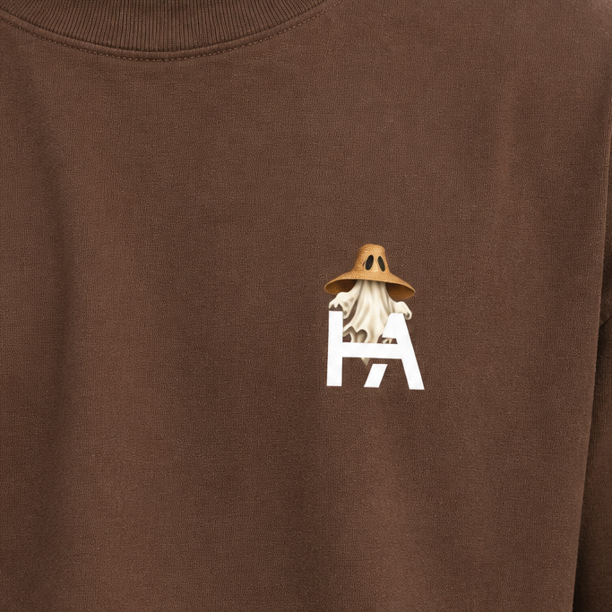 Brown Boo Tee chest-design close-up