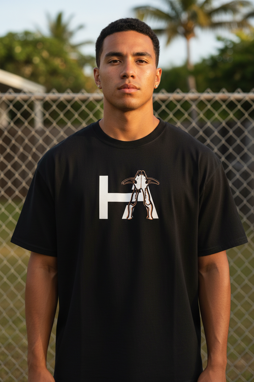 HA Tee Black — Standing