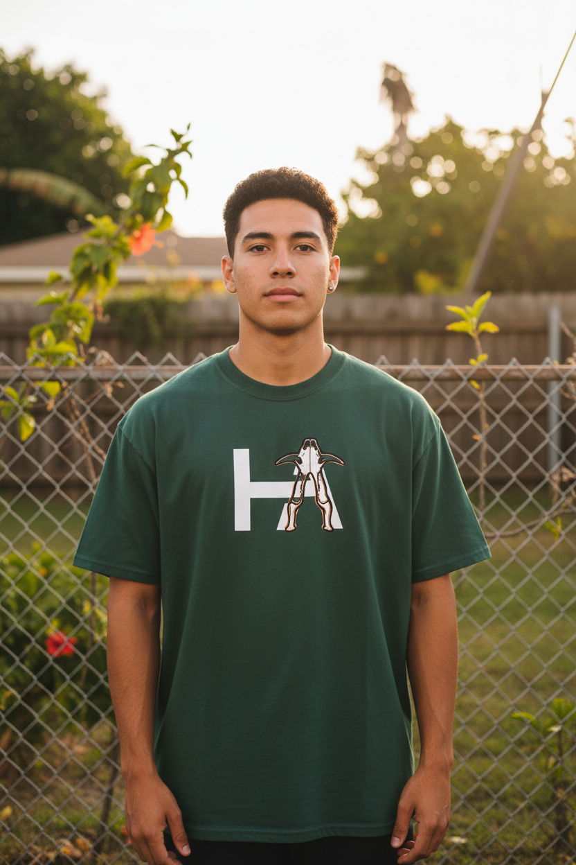 HA Tee Forest Green — Straight