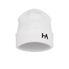 Embroidered Logo Cuffed Beanie // White
