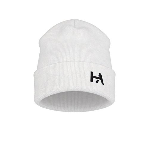 Embroidered Logo Cuffed Beanie // White