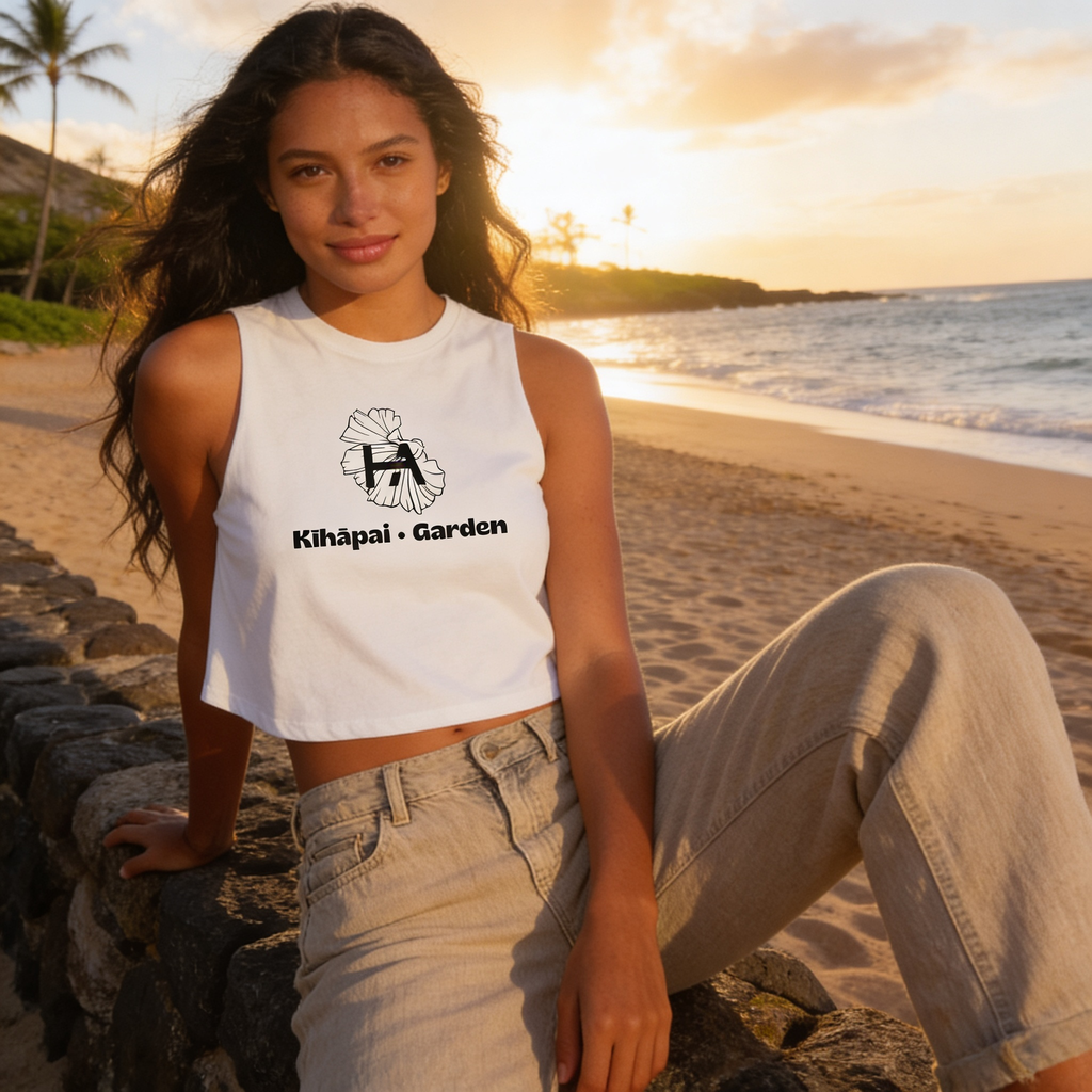 Kīhāpai Long Crop Top // White