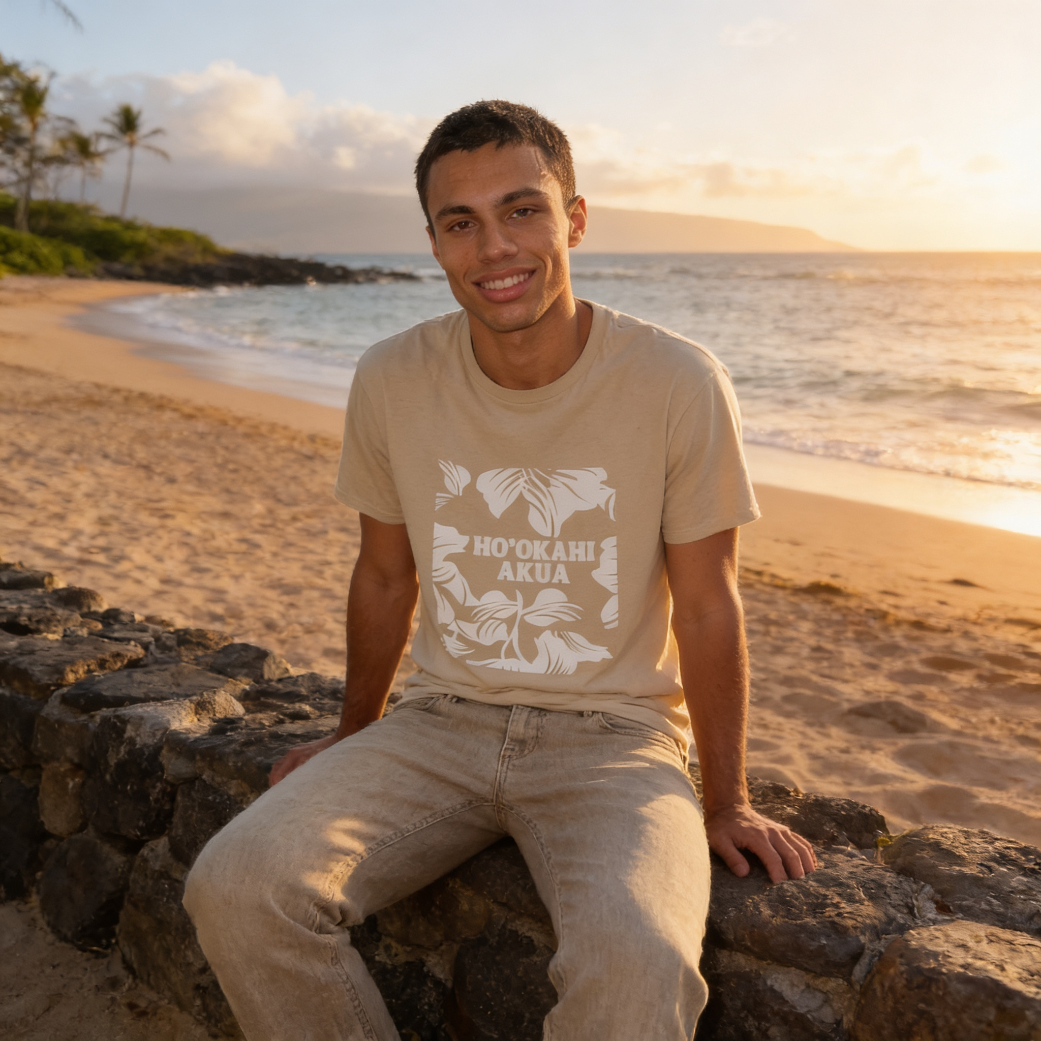 Aka'awa Logo Tee // Sand