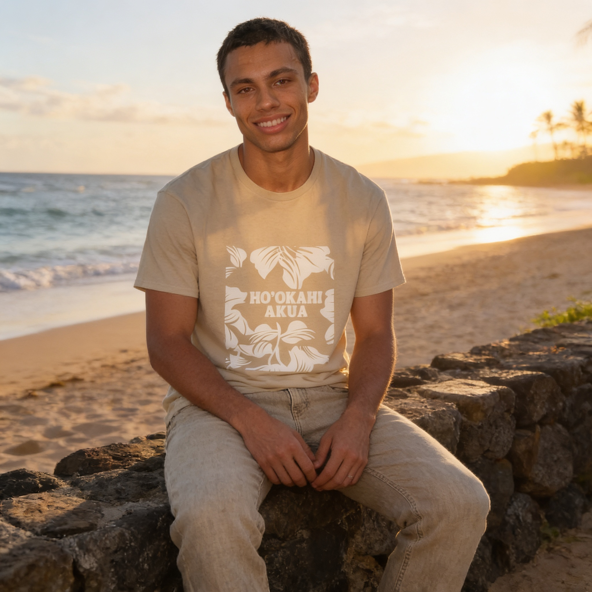 Aka'awa Logo Tee // Sand