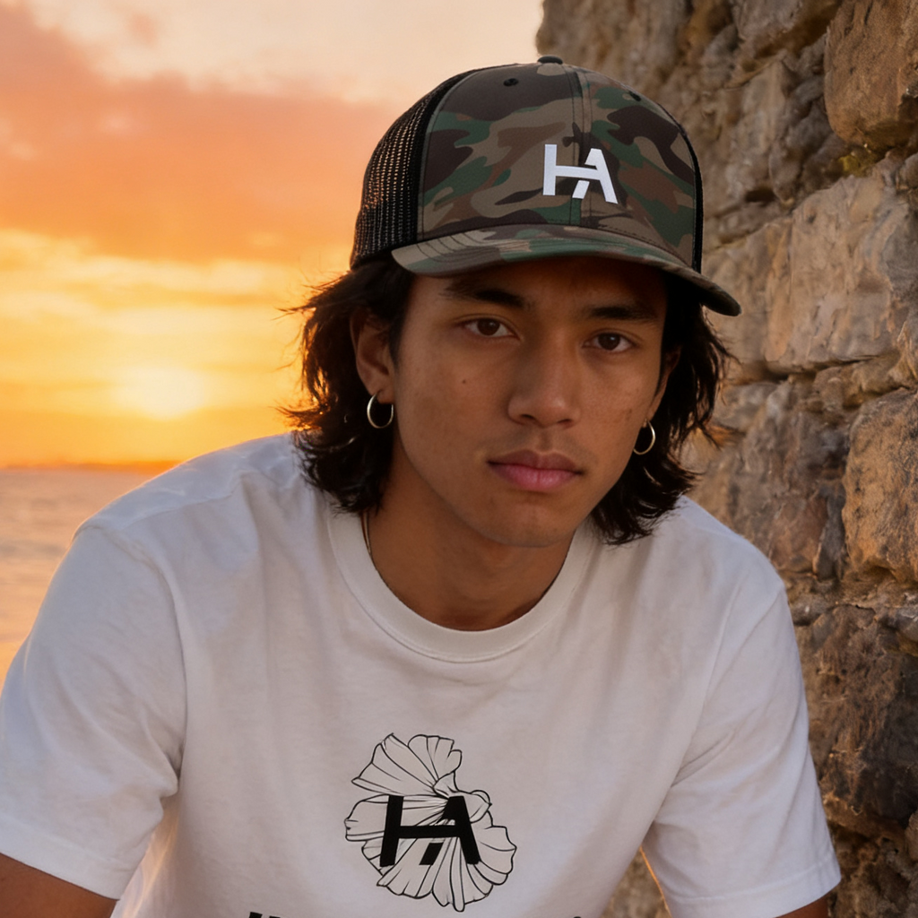 Logo Trucker Hat // Embroidered // Camo