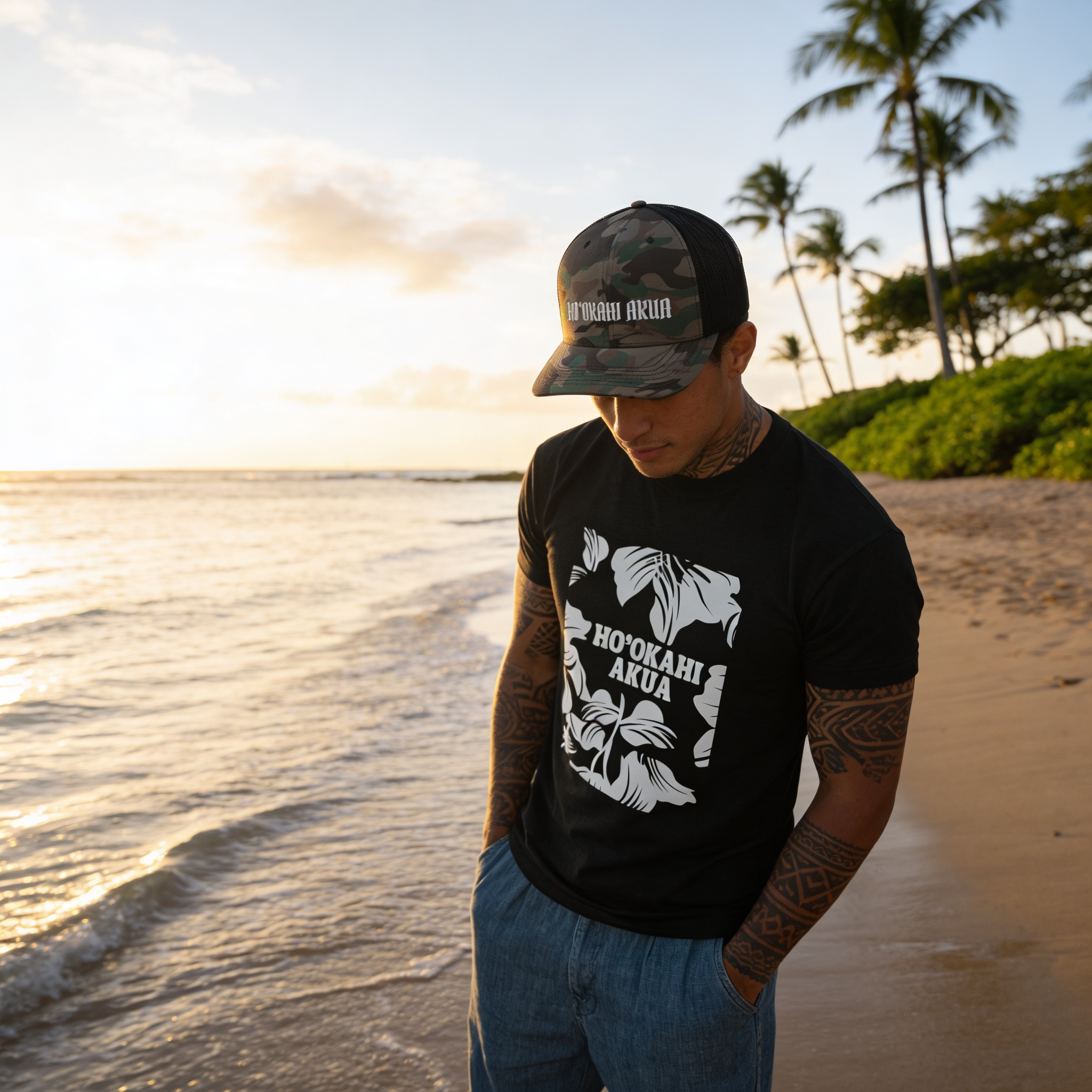Trucker Hat Logo // Embroidered // Camo