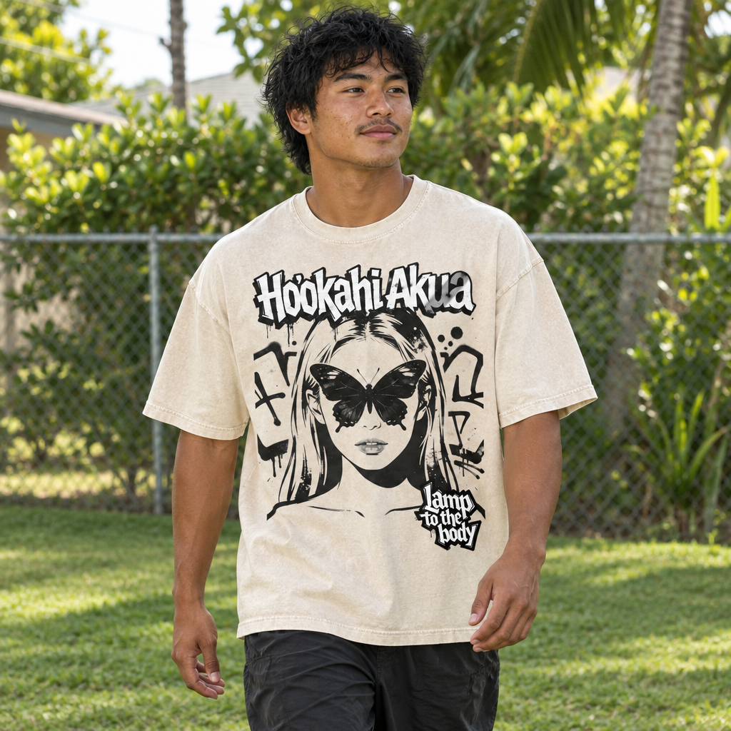 Local man in cream Lamp to the Body tee