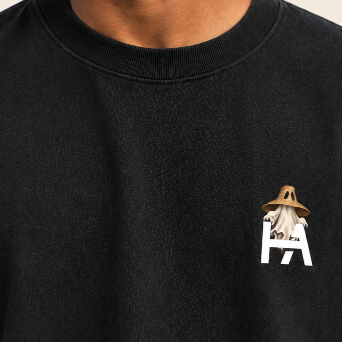 Matching Boo Tee chest-design close-up