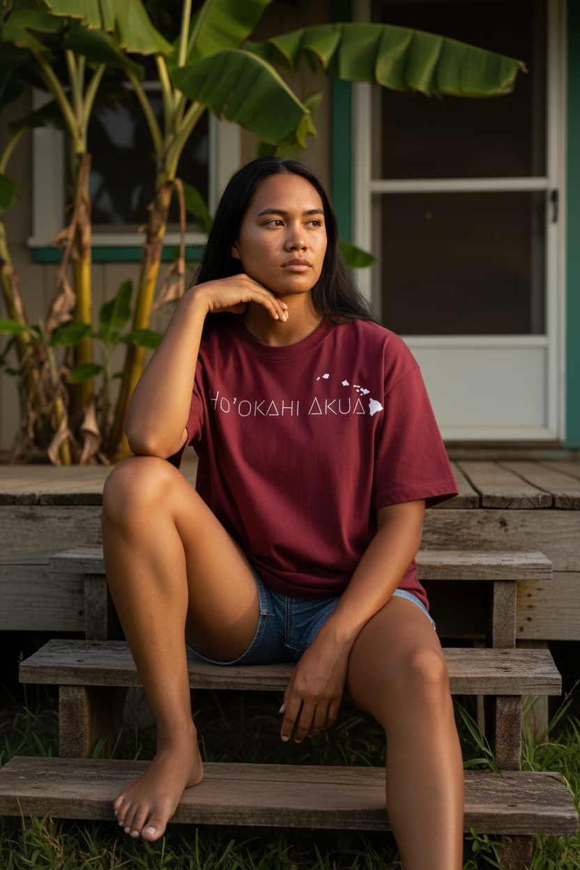 More Hawaiian - Woman Wine Red Steps