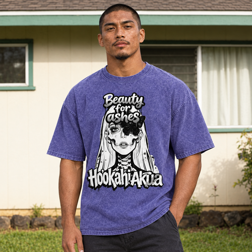 Purple tee alternate pose