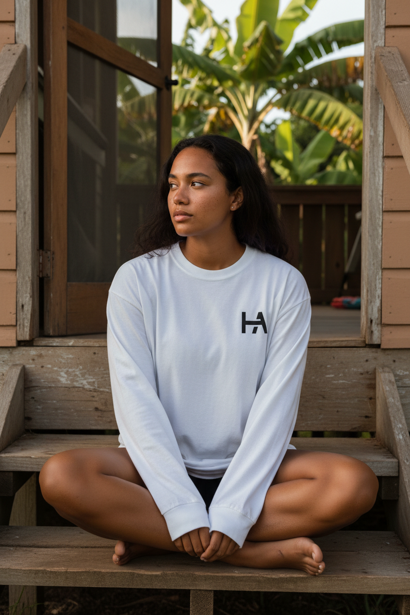 Real - Young Woman White Shirt Steps