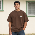 Square brown Boo Tee model shot