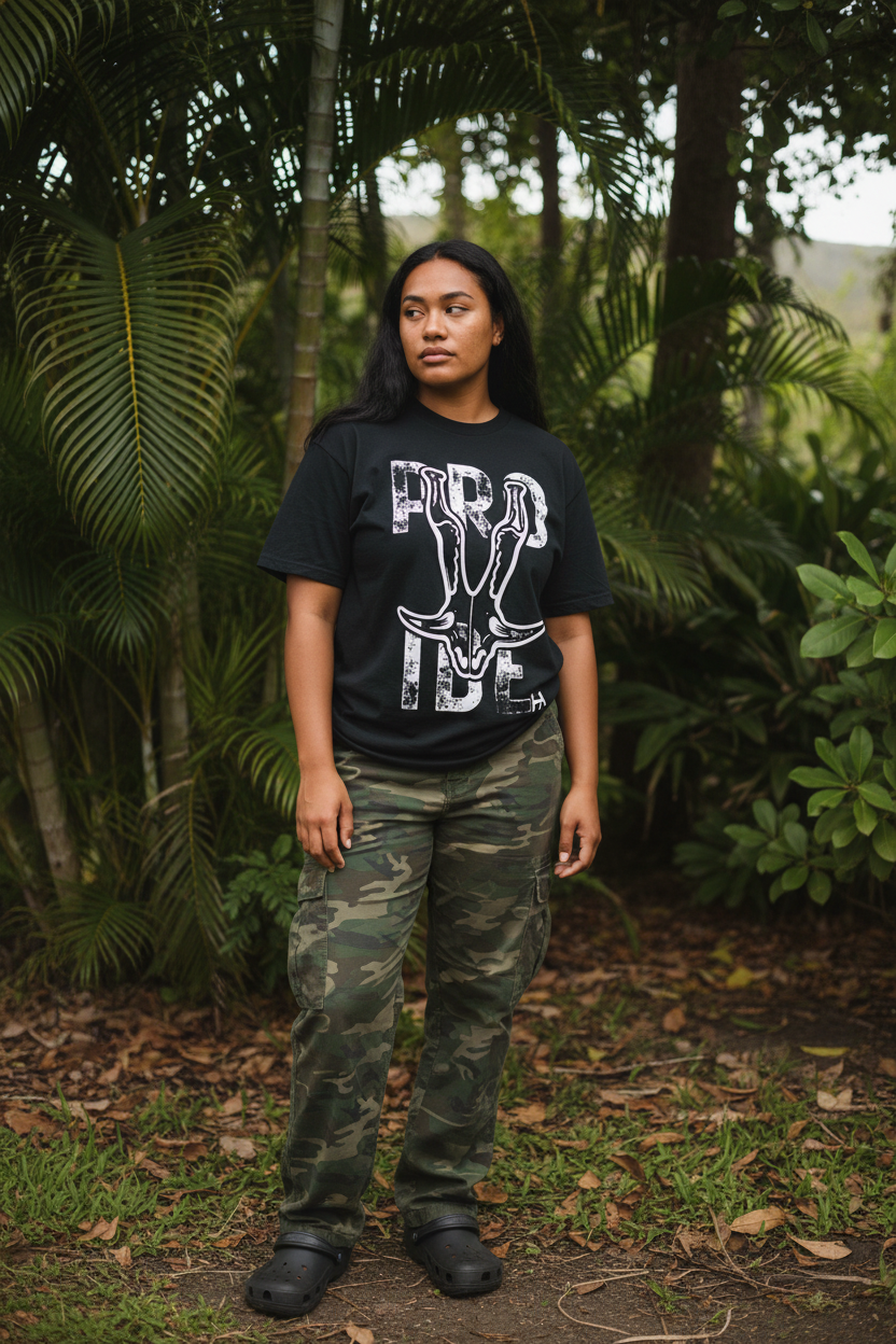 Woman White Tee Standing