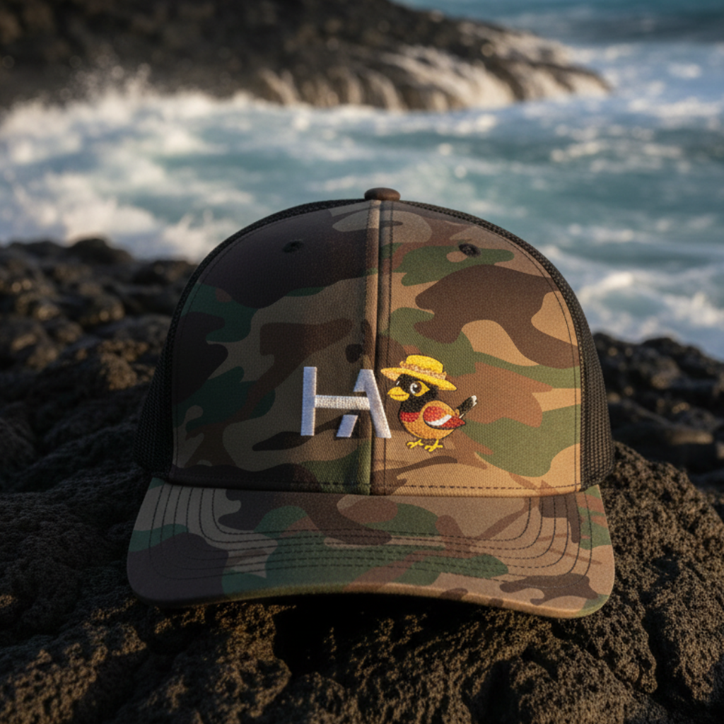 Womens Mynah Camo Snapback — Lava Rocks Close-Up